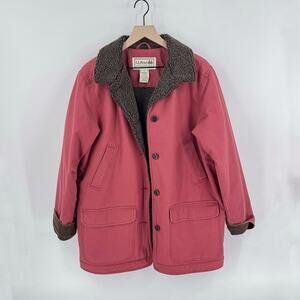 Vintage L.L. Bean Women’s Jacket Sherpa Lined Barn Coat Pink Size Large